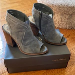 Vince Camuto grey suede cutout booties
